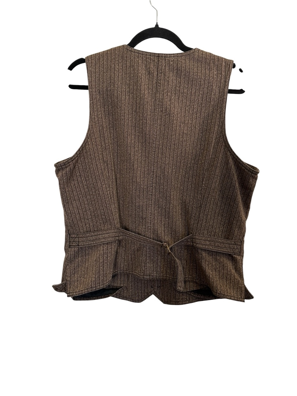 Lauren Ralph Lauren Women’s Brown Cotton Pinstripe Academia Equestrian Vest 16 - Picture 5 of 14
